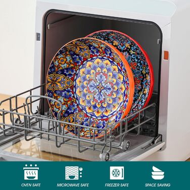 Набір тарілок Vancasso (4 шт) для супу та салату, кераміка, 2340 мл, червоний та помаранчевий, придатні для миття в посудомийній машині та мікрохвильовій печі