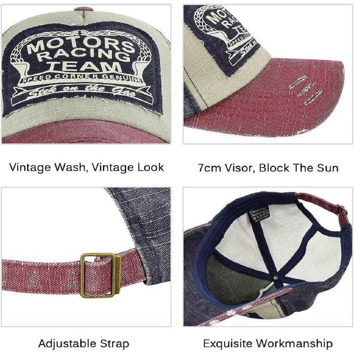 Кепка бейсболка Tuopuda Retro з регулюванням, червона, унісекс