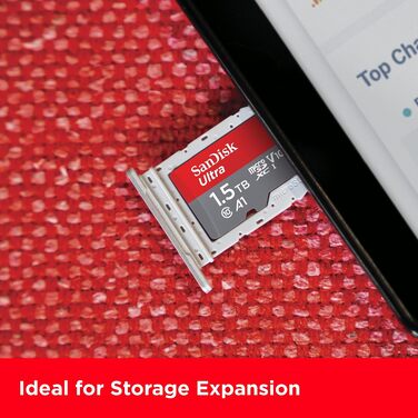 Карта пам'яті SanDisk Ultra microSDXC UHS-I 1.5 TB з адаптером для Android, смартфонів та планшетів, Class 10, U1, A1, швидкість читання до 150 МБ/с, Full HD