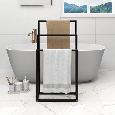 Підлогова сушарка для рушників з 5 полицями, чорного кольору (3-T)