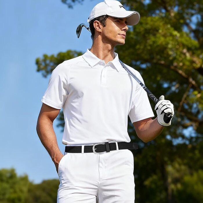 Жіночий плетеный еластичний пояс JASGOOD, льон, 2.5 см, 2 шт. (Чорний + Чорний, срібна пряжка) Розміри M (до 86 см) та XL (до 107 см)