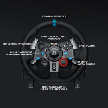 Руль Logitech G29 Driving Force з Force Feedback, 900° обертання, шкіряне покриття, педалі з нержавіючої сталі, сумісний з PS4/PS3/PC/Mac