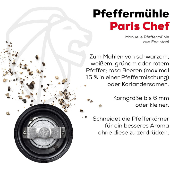 Перецьмолка Peugeot Paris Chef 22 см, нерж. сталь, срібляста