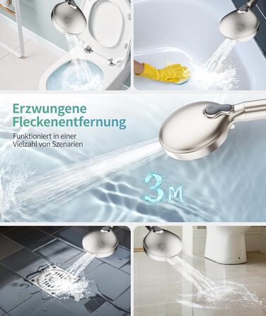 Душова лійка SR SUN RISE з фільтром, шлангом та картриджами, 9 функцій, високий тиск, для жорсткої води, видаляє хлор, важкі метали, бактерії.