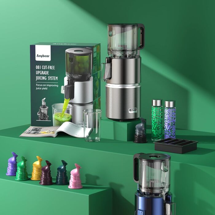 Соковижималка Anybear 350W для соків, сорбетів та горіхового молока, сіра + книга рецептів