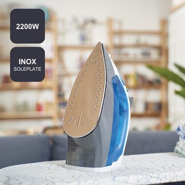 Праска з парою Black+Decker Blau BXIR2200E, 2200 Вт, пластик, 370 мл, 120 г/хв