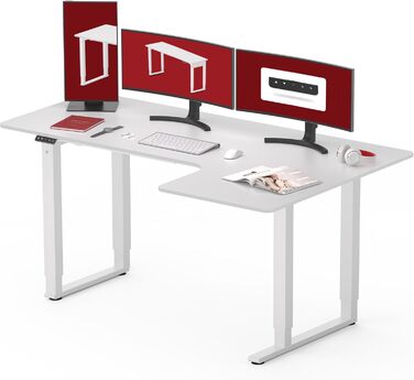 Регульований стіл Sanodesk 180x110 см (білий) - L-подібний, з двома моторами та пам'яттю