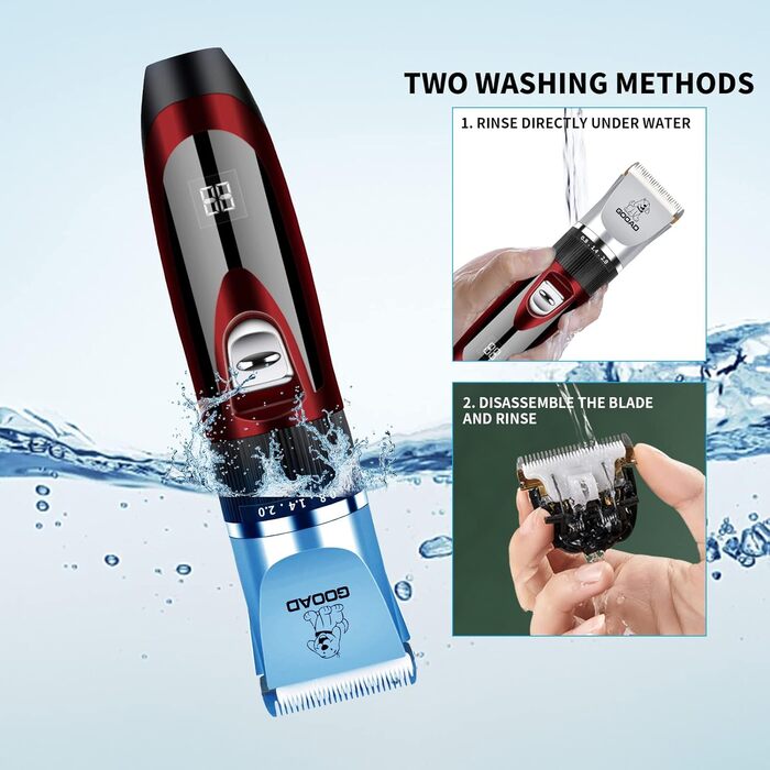 Електрична машинка для стрижки собак та котів, тиха, USB, акумуляторна, бездротова (червона)