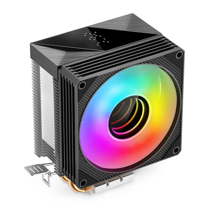 Охолоджувач CPU TZMRIT KF200 з 2 тепловими трубами, RGB LED, чорний, 9 см, 2200 RPM, для LGA115X/1200/17XX/1366, FM1/FM2/AM2/AM3/AM4/AM5