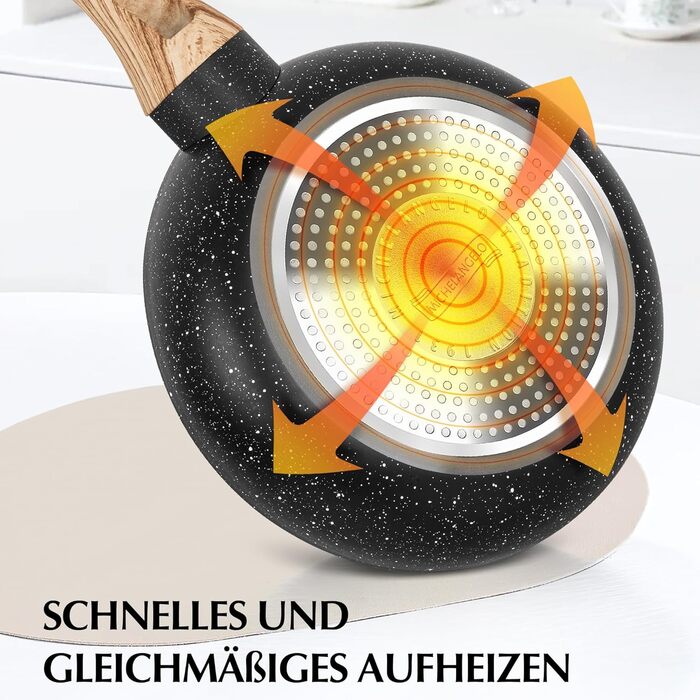 Сковорода з антипригарним покриттям Michelangelo з кришкою 28 см, глибока сковорода для смаження та тушкування, чорна, підходить для індукційних плит