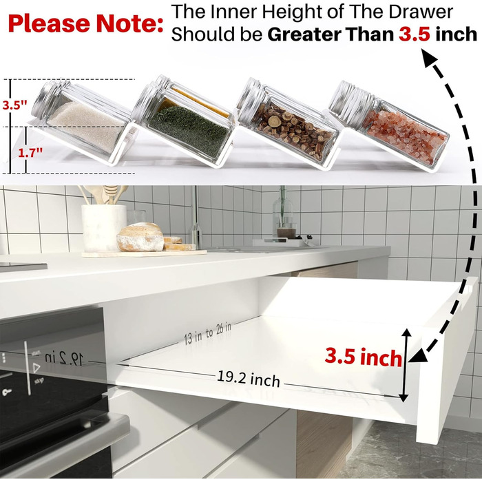 Організатор для спецій MIUKAA, 4 яруси, 2 шт., розширюваний 33-66 см, вставка для шухляди, органайзер для спецій