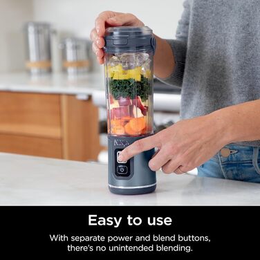 Ninja BC151WH Blast Portable Blender, cordless, 530 ml container, personal blender for shakes and smoothies, BPA-free, leak-proof lid and drinking spout, USB-C rechargeable, dishwasher-safe White/Opulent Garden