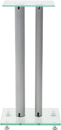 Підставки для колонок 2 шт. з подвійними колонами, скло, срібні