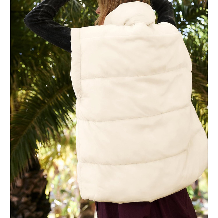 Жіноча пухова жилетка Ainangua з коміром-стійкою, блискавкою, без рукавів, тепла зимова жилетка, легка куртка, бежева XS