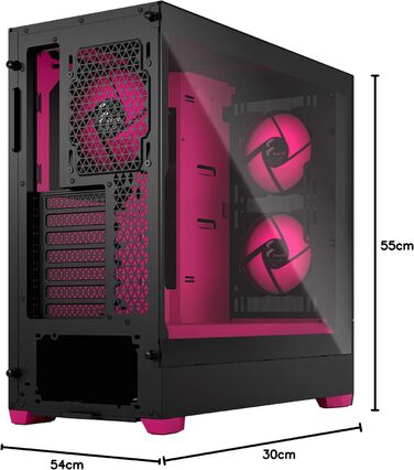 Корпус для ПК Fractal Design Pop Air RGB Magenta Core з темперованим склом, сітчаста передня панель, три RGB вентилятори 120 мм, ATX, Magenta Core