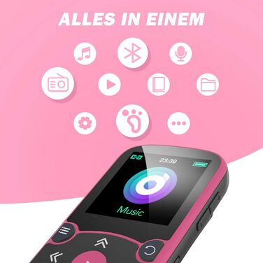 MP3 плеєр AGPTEK Bluetooth 5.0 32GB з кліпсою, кольоровий TFT екран 1.5