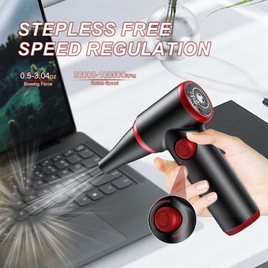 Електричний пилосос для видалення пилу ATENGEUS з регулюванням швидкості, 100500 об/хв, з LED-підсвічуванням, для ноутбуків, ПК, офісних пристроїв, диванів