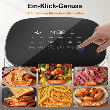 Фритюрниця Sweetcrispy Airfryer 6L з вікном, 12 функцій, сенсорний екран, сірий колір. Здорове приготування без олії, антипригарна корзина, підходить для 3-6 осіб