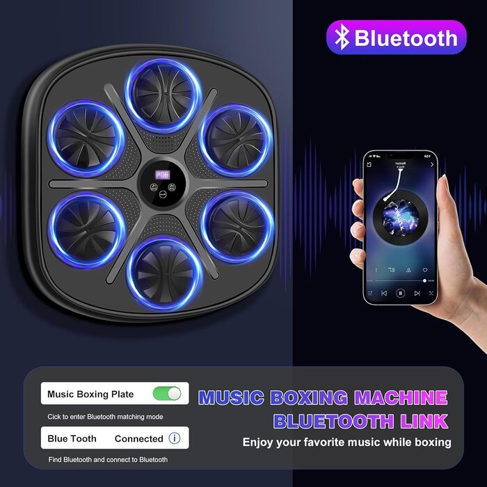Музична боксерська машина JUOIFIP для дітей та дорослих, Bluetooth бокс-автомат з рукавичками, електронна боксерська машина для домашнього фітнесу та тренувань в приміщенні