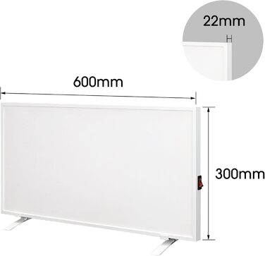 Інфрачервовий обігрівач Byecold 300W зі Standfüßen (ніжки), електричний, економний, з захистом від перегріву, білий