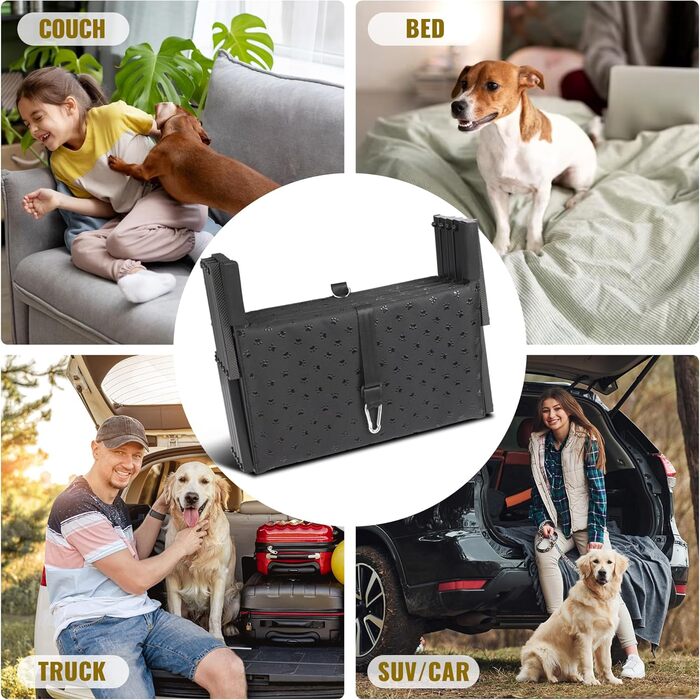 Сходинка для собак у машину – складана пандус для великих собак з антиковзким покриттям, переносна сходинка для авто, SUV, вантажівок, витримує до 90 кг, (ширина 5 сходинок)