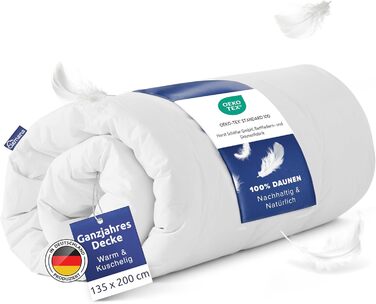 CLEMENS All-Season Duvet Down Duvet 135x200 cm - Box-Quilted Duvet with 100% European Down - 4-Season Duvet Made in Germany, Heat-Regulating All-Season Down Duvet with Öko-Tex Seal All-Year-Round 135 x 200 cm