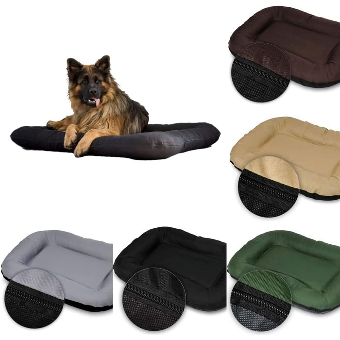 Ліжко для собак середніх розмірів 4L Textil KLEO, водонепроникне, знімний чохол, 90x70 см (темно-зелене)