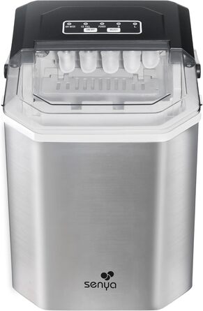 Машина для приготування льоду SENYA – 2 розміри кубиків, 12 кг/24 год, бак 1,3 л, LED-дисплей, інфрачервоне виявлення, нержавіюча сталь