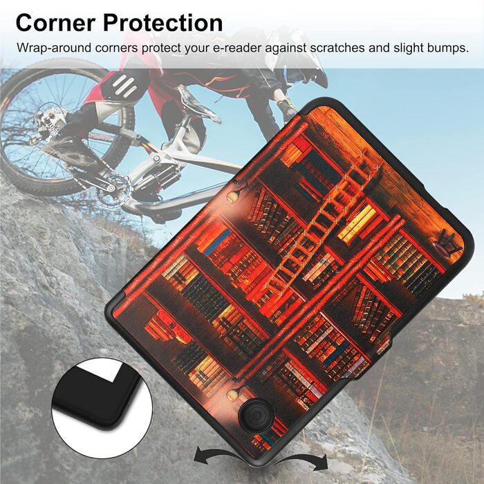 Чохол-книжка HGWALP Slim для eReaders Tolino Shine 5/Shine Color/Shine 4 та Kobo Clara Colour/Clara BW/Clara 2E з авто-ввімкненням/вимкненням (Library)