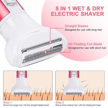 Електричний жіночий бритва ACWOO 5-в-1: для обличчя, носа, під пахвами, в зоні бікіні. USB-зарядка, червоний
