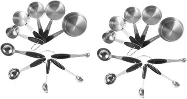 Cabilock 2-Piece Stainless Steel Measuring Spoons Collapsible Measuring Cups Gadgets Adjustable Batter Measuring Spoon Dispenser Dessert Cups with Lid Pantry Silica Gel