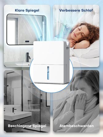 Електричний осушувач повітря 2700 мл для дому, потужний та тихий, 800 мл/день, для кімнат до 20 м², нічний режим, таймер, автоматичне відтавання