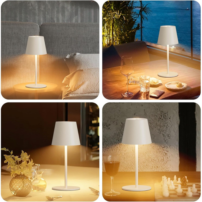 Світлодіодний акумуляторний настільний світильник 26 см, 5000mAh, IP54, 2 шт. (Бежевий) - кемпінговий, для ресторану, спальні, бару