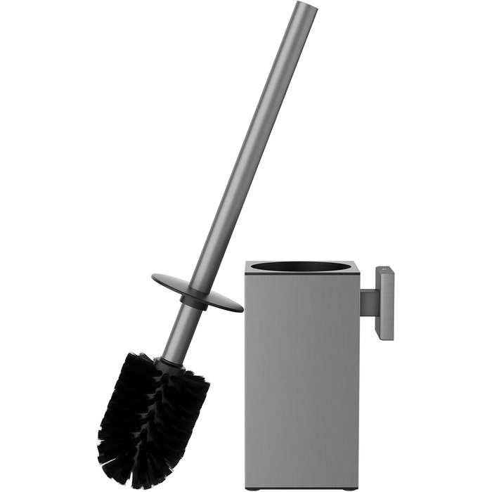 Набір для чищення унітазу з нержавіючої сталі 304, комплект з щіткою та тримачем для стіни, 2 насадки (сірий квадрат)