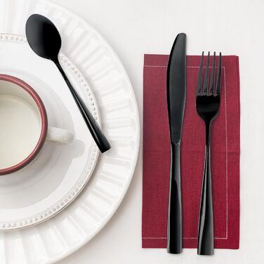 Otto Koning Cutlery Set, 32-Piece - Black Cutlery Set made of High-Quality Stainless Steel, Modern Cutlery Sets for 8 People, Dishwasher-Safe, Mirror-Polished, Durable, Elegant Design
