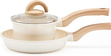 Набір посуду керамічний з гранітним покриттям для індукції, 3 предмети, бежевий