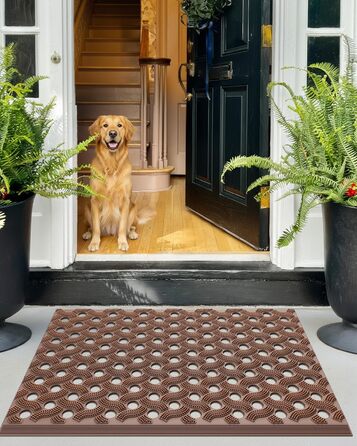 Килимок для порогу COLOR&GEOMETRY Null Geruch TPE Heavy Duty, 43x75 см (60x90 см), коричневий. Екологічний, не потребує догляду, антиковзаючий, для дому та вулиці