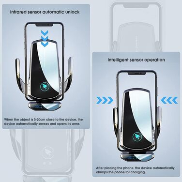 Бездротовий автомобільний зарядний пристрій AmazeFan 15W Qi, тримач для телефону, 360° обертання, сумісний з iPhone, Samsung, Huawei та іншими.