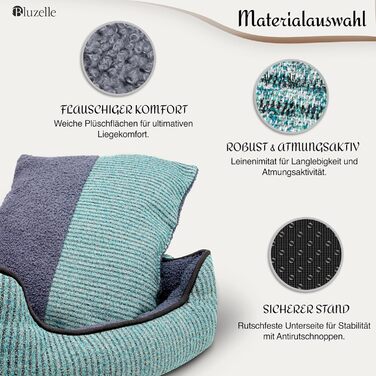 Ліжко для собак та котів, корзина для собак, диван для собак, подушка для собак, ліжко для котів, подушка для котів, S, зелений, 53x42x18 см