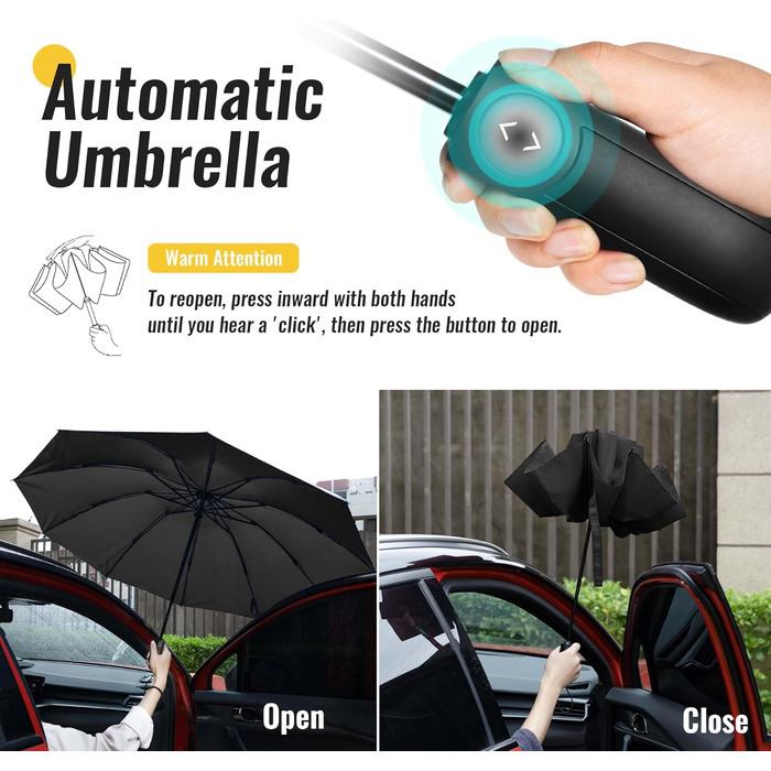 Чоловічий складаний парасоль від дощу Conlun Kompakter, штормостійкий, 127 см, чорний