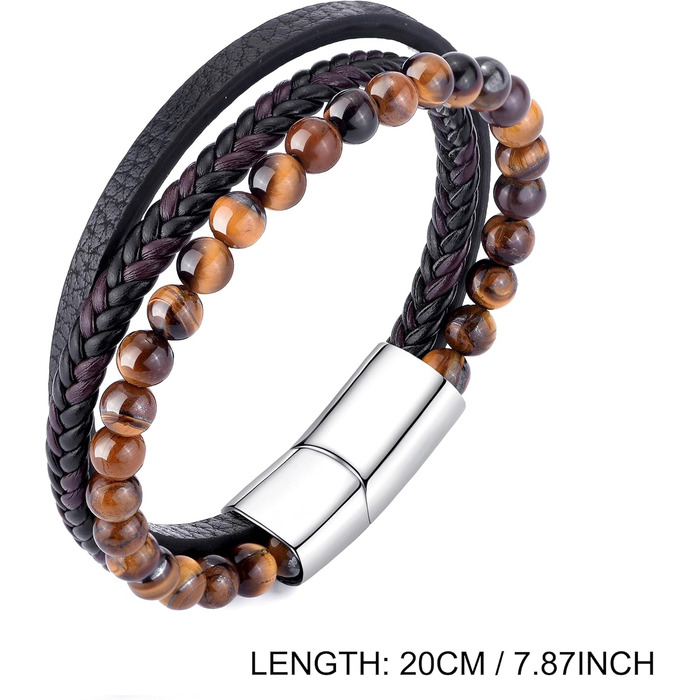 Чоловічий браслет Tigerauge з натуральної шкіри Philip Jones