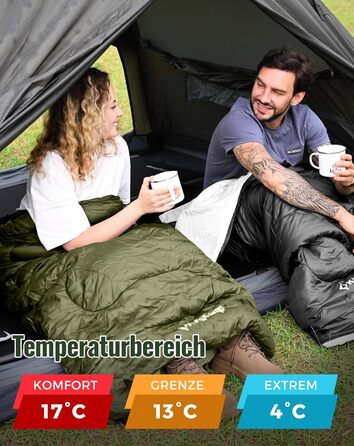 KingCamp 3-Season Sleeping Bag - Lightweight, Waterproof & Warm for Adults & Kids - Camping & Outdoor Sleeping Bag (Olive Green)