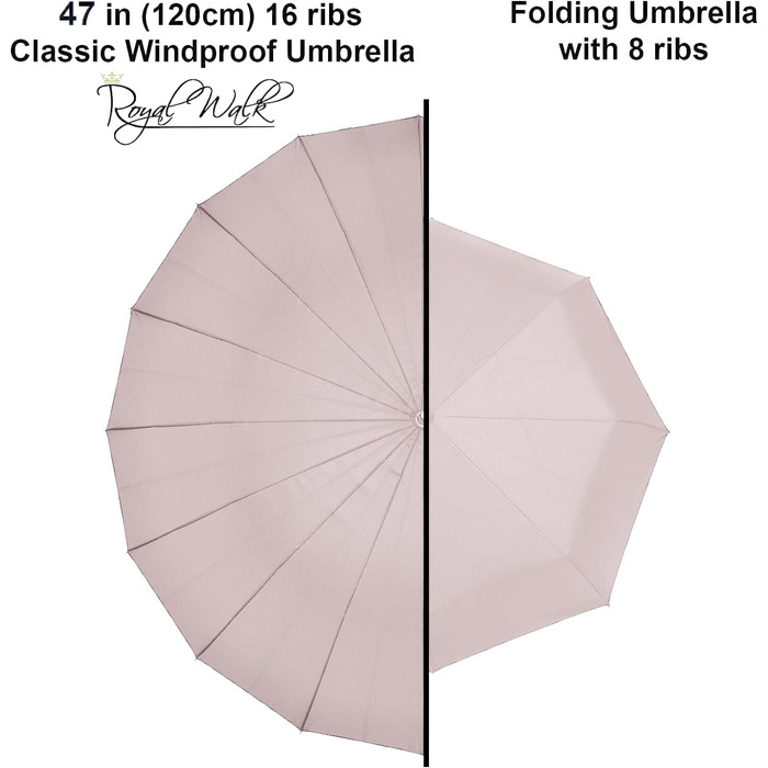 Royal Walk Automatic Travel Golf Umbrella - 54 inch / 137cm - Windproof, Waterproof, Large Size for 2 People - Classic Design with Wooden Handle - Unisex
