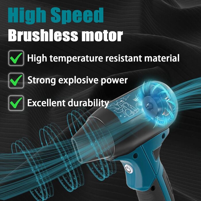 Mini Blower Jet Fan Compatible with Makita 18v Battery, 130000 RPM Cordless Air Duster with 4-Stage Control for Car Dust Cleaning, Outdoor BBQ Leaf Cleaning, Sofa & Pet Hair Cleaning