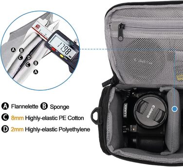 Сумка для камери CADeN: водонепроникна, для Canon, Nikon, Sony SLR/DSLR, об'єктиви та аксесуари, чорна, L