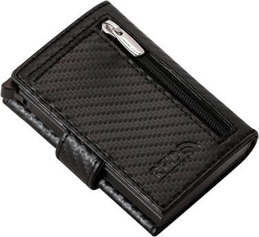 Чохол-органайзер для карток Volmer® POP-UP з відділенням для монет з натуральної шкіри | RFID захист | для чоловіків та жінок | Hunter Green (Зелений) (Zip Carbon)