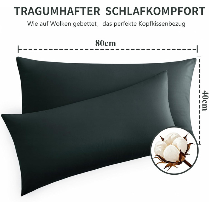 Комплект постільної білизни RUIKASI з бавовни 4-х частинний сірий - комплект постільної білизни з ремінцем, двоколірні комплекти 2 шт. (Антрацит та світло-сірий) 40x80 см