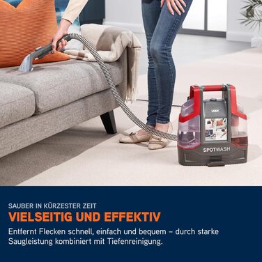 Портативний відпарювач Vax SpotWash Duo для чищення плям на килимах та м'яких меблях з насадкою для тварин, аксесуари для щоденного прибирання, насадки для різних поверхонь та миючий розчин (Spotwash EU)