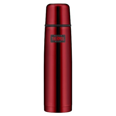 Термос Thermos Light & Compact 1.0 л, сталевий ізоляційний флакон для напоїв (24г ст. гарячого/холодного), з чашкою та автоматичним клапаном, Cranberry Red Polished