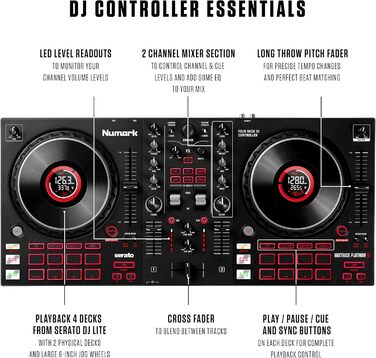 DJ-контролер Numark Mixtrack Platinum FX + навушники Numark HF125 для Serato DJ (4-Deck)